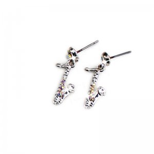 Earrings Saxophone Design with Crystals