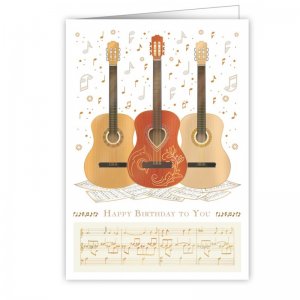 Quire 3216 Three Guitar Birthday Card